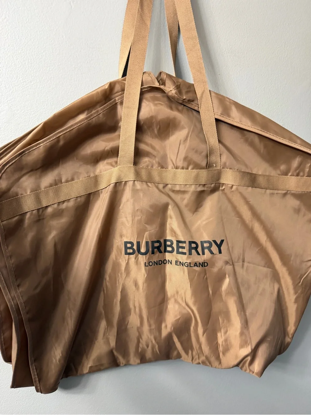 Burberry Tan Men’s Garment Bag with Logo